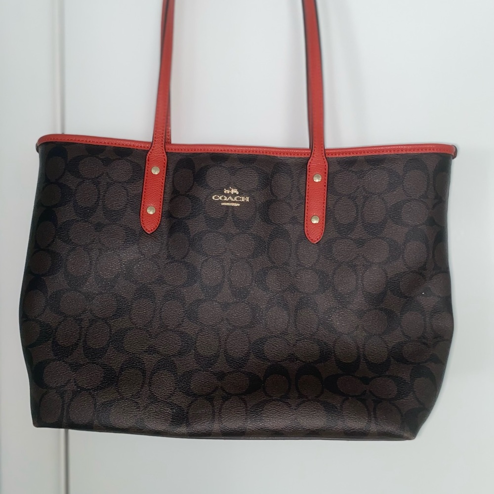Coach Large Tote with Red/Orange Lining